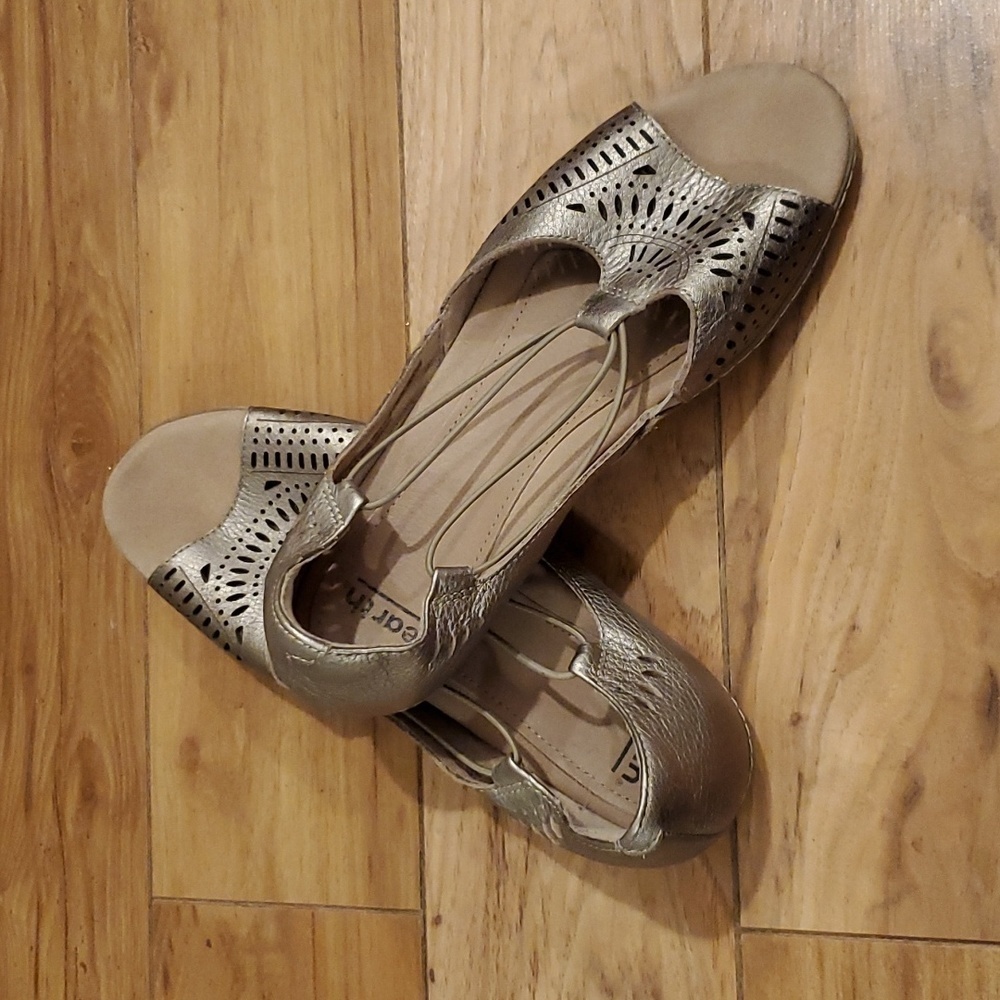 Beautiful Earth Washed Gold Leather Slip-On Flats